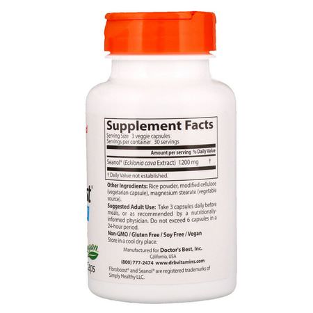 Antioxidanter, Kosttillskott: Doctor's Best, FibroBoost with Seanol, 400 mg, 90 Veggie Caps