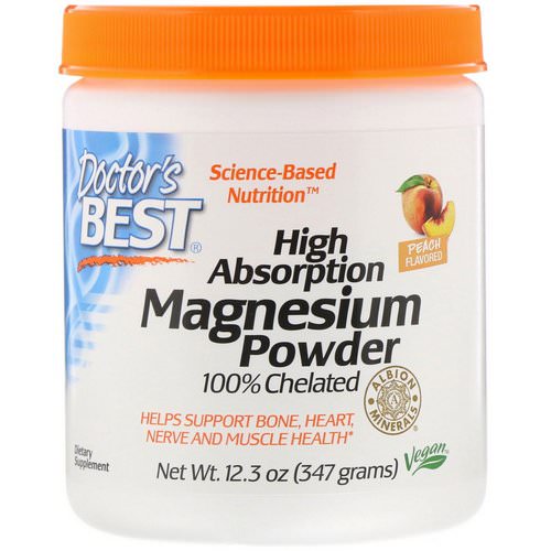 Doctor's Best, High Absorption Magnesium Powder 100% Chelated with Albion Minerals, Peach Flavored, 12.3 oz (347 g) Review