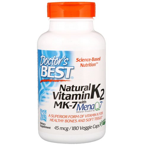 Doctor's Best, Natural Vitamin K2 MK-7 with MenaQ7, 45 mcg, 180 Veggie Caps Review
