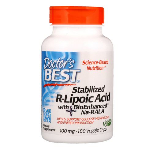 Doctor's Best, Stabilized R-Lipoic Acid with BioEnhanced Na-RALA, 100 mg, 180 Veggie Caps Review