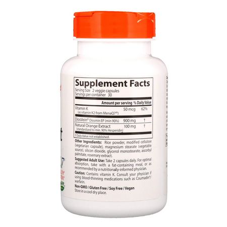 K-Vitamin, Vitaminer, Kosttillskott: Doctor's Best, Vein Support, with DiosVein and MenaQ7, 60 Veggie Caps