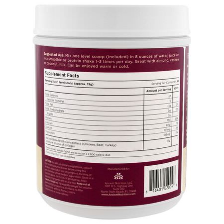 Kycklingprotein, Djurprotein, Sportnäring, Benbuljong: Dr. Axe / Ancient Nutrition, Bone Broth Collagen, Pure, 15.9 oz (450 g)