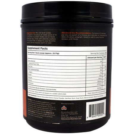 Kycklingprotein, Djurprotein, Sportnäring, Benbuljong: Dr. Axe / Ancient Nutrition, Bone Broth Protein, Chocolate, 17.8 oz (504 g)