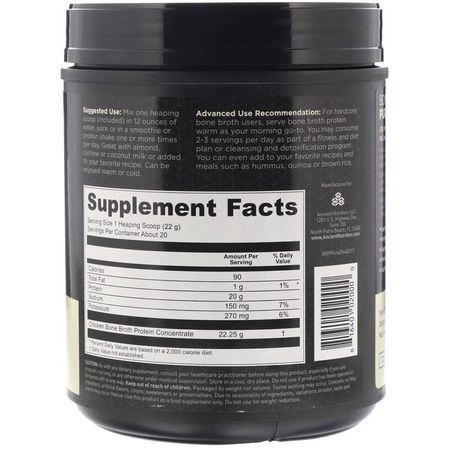 Kycklingprotein, Djurprotein, Sportnäring, Benbuljong: Dr. Axe / Ancient Nutrition, Bone Broth Protein, Pure, 15.7 oz (445 g)