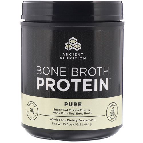 Dr. Axe / Ancient Nutrition, Bone Broth Protein, Pure, 15.7 oz (445 g) Review