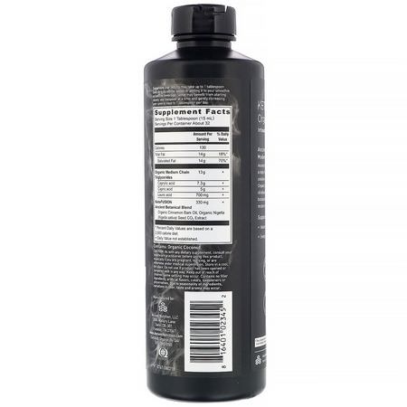 Mct-Olja, Vikt, Kost, Kosttillskott: Dr. Axe / Ancient Nutrition, Keto Fusion Organic MCT Oil, Black Seed, 16 fl oz (473 ml)