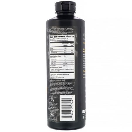 Mct-Olja, Vikt, Kost, Kosttillskott: Dr. Axe / Ancient Nutrition, Keto Fusion Organic MCT Oil, Infused with Turmeric, 16 fl oz (473 ml)