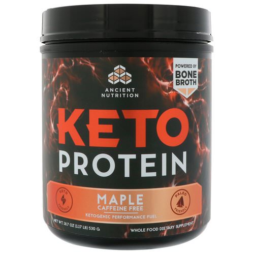 Dr. Axe / Ancient Nutrition, Keto Protein, Ketogenic Performance Fuel, Caffeine Free, Maple, 18.7 oz (530 g) Review