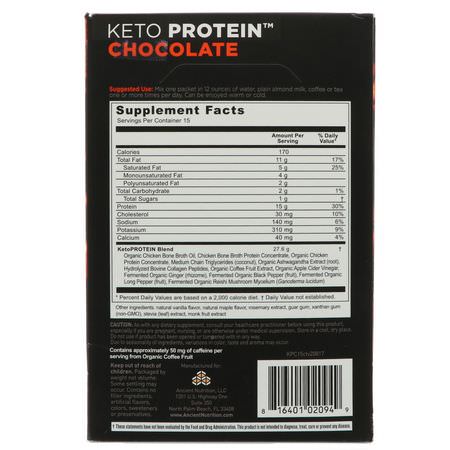 Benbuljong, Led, Ben, Kosttillskott: Dr. Axe / Ancient Nutrition, Keto Protein, Ketogenic Performance Fuel, Chocolate, 15 Single Serve Packets, 1.13 oz (32 g) Each