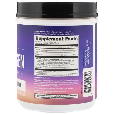 Protein, Sportsnäring, Kollagentillskott, Fog: Dr. Axe / Ancient Nutrition, Multi Collagen Protein, Beauty + Sleep, Calming Natural Lavender Flavor, 1.17 lbs (535 g)