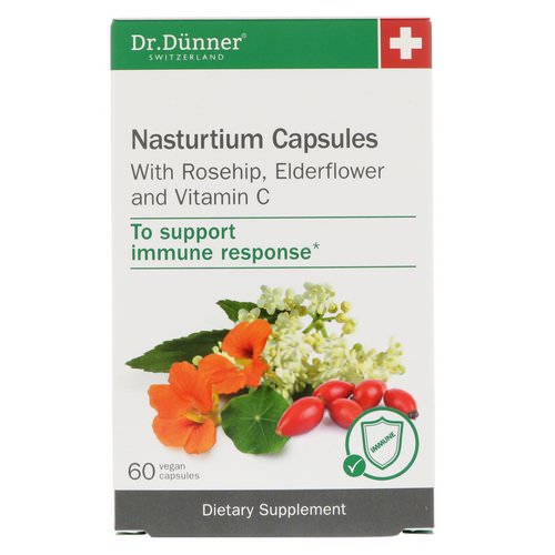 Dr. Dunner, USA, Nasturtium Capsules, With Rosehip, Elderflower and Vitamin C, 60 Vegan Capsules Review