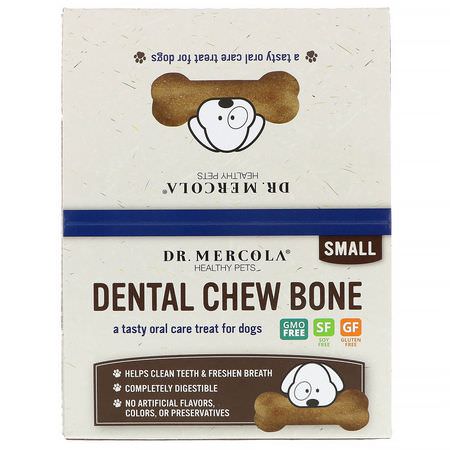 Dentalvård För Husdjur, Djurhälsa, Husdjur: Dr. Mercola, Dental Chew Bone, Small, For Dogs, 12 Bones, 0.77 oz (22 g) Each