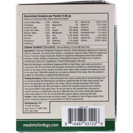 Mineraler, Vitaminer För Husdjur, Kosttillskott För Husdjur, Husdjur: Dr. Mercola, Meal Mix, Multivitamin and Mineral Supplement Mix for Adult Dogs, 30 Packets, 0.26 oz (7.65 g) Each