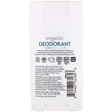 Deodorant, Bath: Dr. Mercola, Organic Deodorant, Eucalyptus Mint, 2.5 (70.8 g)
