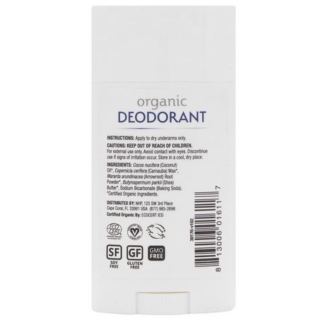 Deodorant, Bath: Dr. Mercola, Organic Deodorant, Unscented, 2.5 oz (70.8 g)