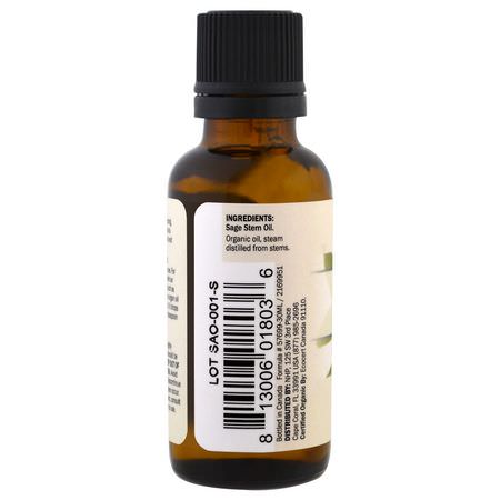 Salviaolja, Balans, Eteriska Oljor, Aromaterapi: Dr. Mercola, Organic Essential Oil, Sage, 1 oz (30 ml)