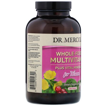 Kvinnors Multivitaminer, Kvinnors Hälsa, Kosttillskott: Dr. Mercola, Whole-Food Multivitamin Plus Vital Minerals for Women, 240 Tablets