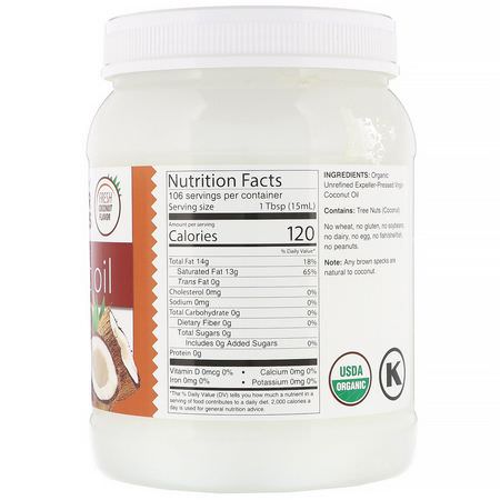 Kokosnötsolja, Kokosnöttillskott: Dr. Murray's, Organic Virgin Coconut Oil, Expeller-Pressed & Unrefined, 54 fl oz (1.6 l)