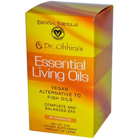 Omega 3-6-9-Kombinationer, Efa, Omegas Epa Dha, Fiskolja: Dr. Ohhira's, Essential Living Oils, 60 Capsules