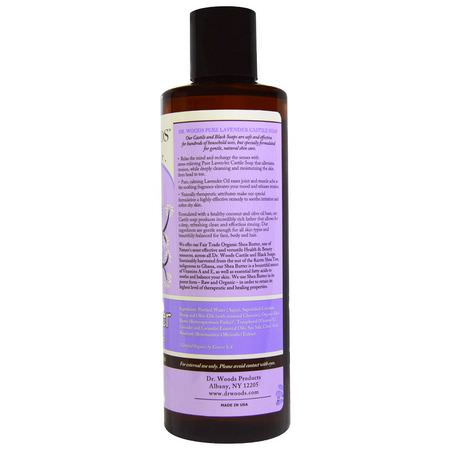 Rengöringsmedel, Ansikts Tvätt, Skrubba, Ton: Dr. Woods, Lavender Castile Soap with Fair Trade Shea Butter, 8 fl oz (236 ml)