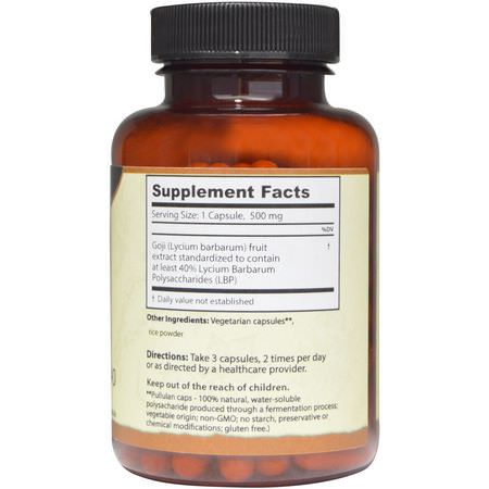 Goji-Kosttillskott, Superfoods, Green, Supplements: Dragon Herbs, Goji LBP-40, 500 mg, 100 Capsules