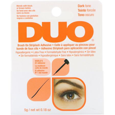Ögonfransar, Ögon, Smink: DUO, Brush On Striplash Adhesive, Dark Tone, 0.18 oz (5 g)