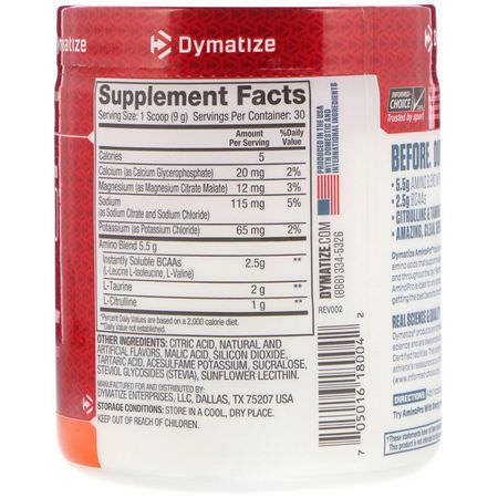Bcaa, Aminosyror, Kosttillskott, Elektrolyter: Dymatize Nutrition, AminoPro, Orange, 9.52 oz (270 g)