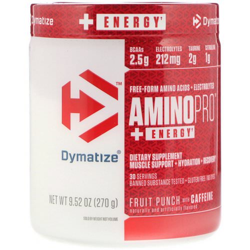 Dymatize Nutrition, AminoPro with Energy, Fruit Punch with Caffeine, 9.52 oz (270 g) Review