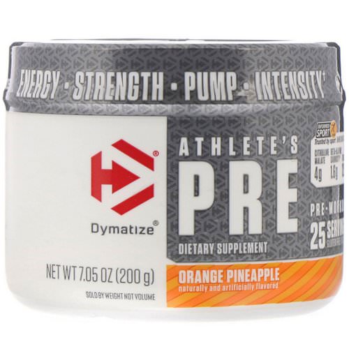 Dymatize Nutrition, Athlete's Pre, Pre-Workout, Orange Pineapple, 7.05 oz (200 g) Review