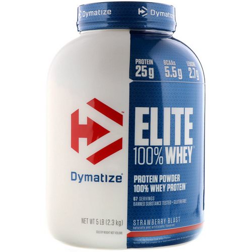 Dymatize Nutrition, Elite 100% Whey Protein Powder, Strawberry Blast, 5 lbs (2.3 kg) Review