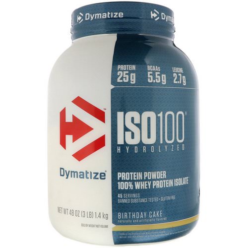 Dymatize Nutrition, ISO 100 Hydrolyzed, 100% Whey Protein Isolate, Birthday Cake, 3 lbs (1.4 kg) Review