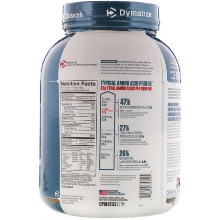 Vassleprotein, Idrottsnäring: Dymatize Nutrition, ISO 100 Hydrolyzed 100% Whey Protein Isolate, Cookies & Cream, 3 lbs (1.36 kg)