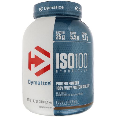 Dymatize Nutrition, ISO 100 Hydrolyzed, 100% Whey Protein Isolate, Fudge Brownie, 3 lbs (1.4 kg) Review