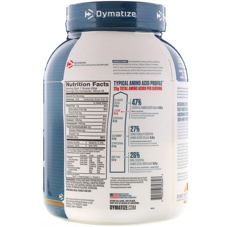 Vassleprotein, Idrottsnäring: Dymatize Nutrition, ISO 100 Hydrolyzed, 100% Whey Protein Isolate, Peanut Butter, 3 lbs (1.4 kg)