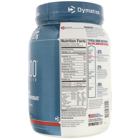 Vassleprotein, Idrottsnäring: Dymatize Nutrition, ISO 100 Hydrolyzed, 100% Whey Protein Isolate, Strawberry, 1.6 lbs (725 g)