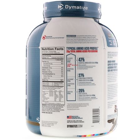 Vassleprotein, Idrottsnäring: Dymatize Nutrition, ISO100 Hydrolyzed, 100% Whey Protein Isolate, Cookies & Cream, 5 lbs (2.3 kg)