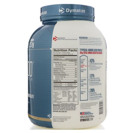 Vassleprotein, Idrottsnäring: Dymatize Nutrition, ISO100 Hydrolyzed, 100% Whey Protein Isolate, Gourmet Vanilla, 3 lb (1.4 kg)