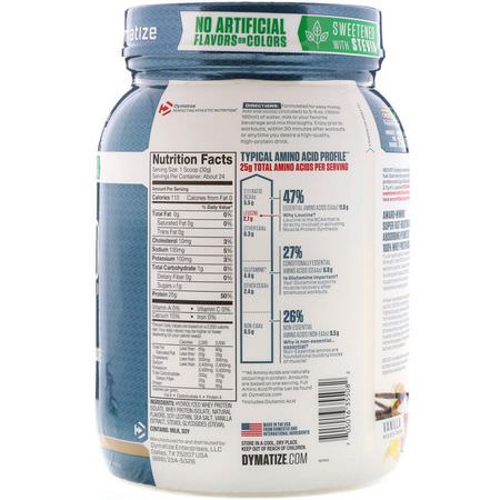Vassleprotein, Idrottsnäring: Dymatize Nutrition, ISO100 Hydrolyzed, 100% Whey Protein Isolate, Natural Vanilla, 1.6 lbs (725 g)