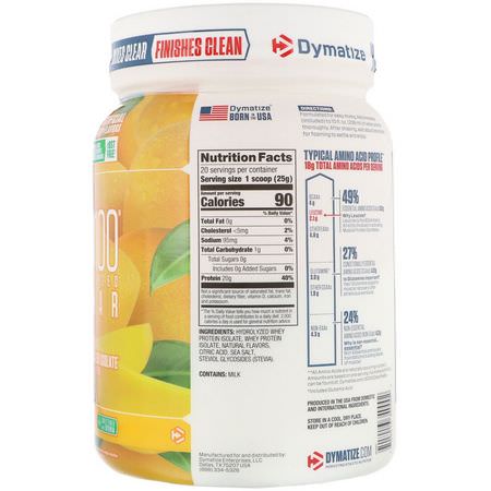 Vassleprotein, Idrottsnäring: Dymatize Nutrition, ISO100 Hydrolyzed Clear, 100% Whey Protein Isolate, Mango, 1.1 lb (500 g)