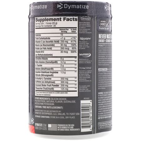Citrulline Malate, Kväveoxid, Kosttillskott Före Träning, Sportnäring: Dymatize Nutrition, Pre W.O, Chilled Fruit Fusion, 14.11 oz (400 g)