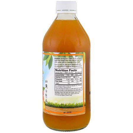 Vinäger, Vingrön, Oljor, Äppelcidervinäger: Dynamic Health Laboratories, Certified Organic Apple Cider Vinegar Detox Tonic, 16 fl oz (473 ml)