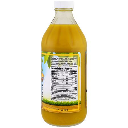 Ingefära, Homeopati, Örter: Dynamic Health Laboratories, Certified Organic Ginger, 100% Juice, Unsweetened, 16 fl oz (473 ml)