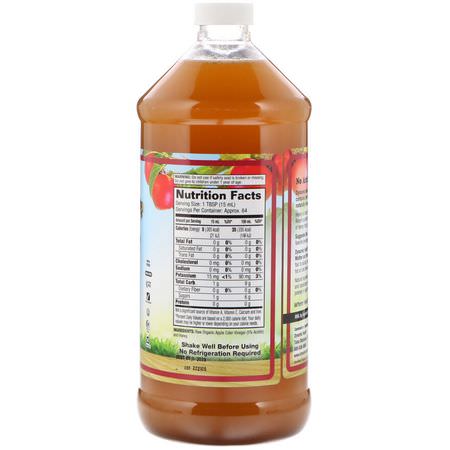 Äppelcidervinäger, Vinrankor, Oljor: Dynamic Health Laboratories, Raw Apple Cider Vinegar with Mother & Honey, 32 fl oz (946 ml)