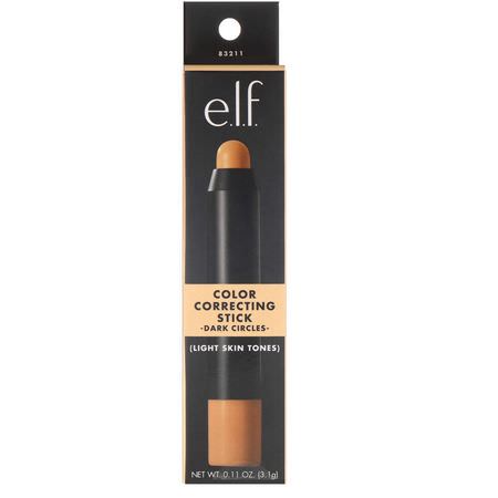 Concealer, Face, Makeup, Beauty: E.L.F, Color Correcting Stick, Correct Dark Circles, 0.11 oz (3.1 g)