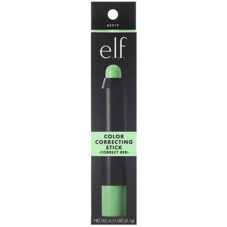 Concealer, Face, Makeup, Beauty: E.L.F, Color Correcting Stick, Correct The Red, 0.11 oz (3.1 g)