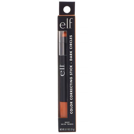 Concealer, Face, Makeup, Beauty: E.L.F, Color Correcting Stick, Dark Circles, Deep Skin Tones, 0.11 oz (3.1 g)