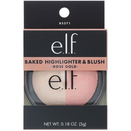 Highlighter, Blush, Cheeks, Makeup: E.L.F, Baked Highlighter & Blush, Rose Gold, 0.18 oz (5 g)