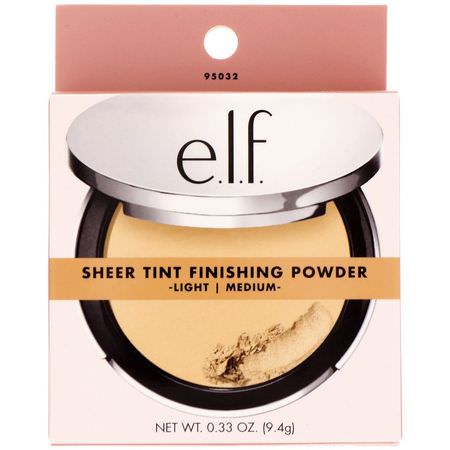 Pressat Pulver, Ansikte, Smink, Skönhet: E.L.F, Beautifully Bare, Sheer Tint Finishing Powder, Light/Medium, 0.33 oz (9.4 g)