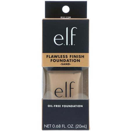 Liquid Foundation, Face, Makeup, Beauty: E.L.F, Flawless Finish Foundation, Oil Free, Sand, 0.68 fl oz (20 ml)