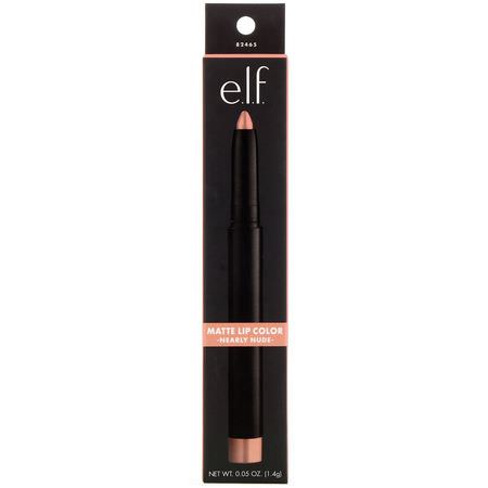 Läppstift, Läppar, Makeup, Skönhet: E.L.F, Matte Lip Color, Nearly Nude, 0.05 oz (1.4 g)